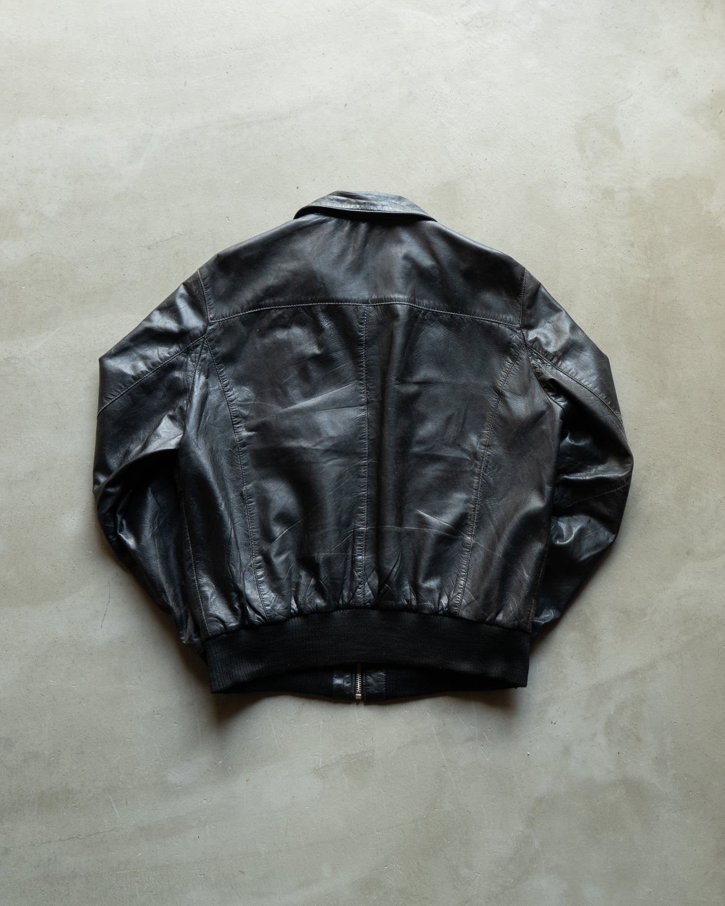 Military modify zip up design leather jacket