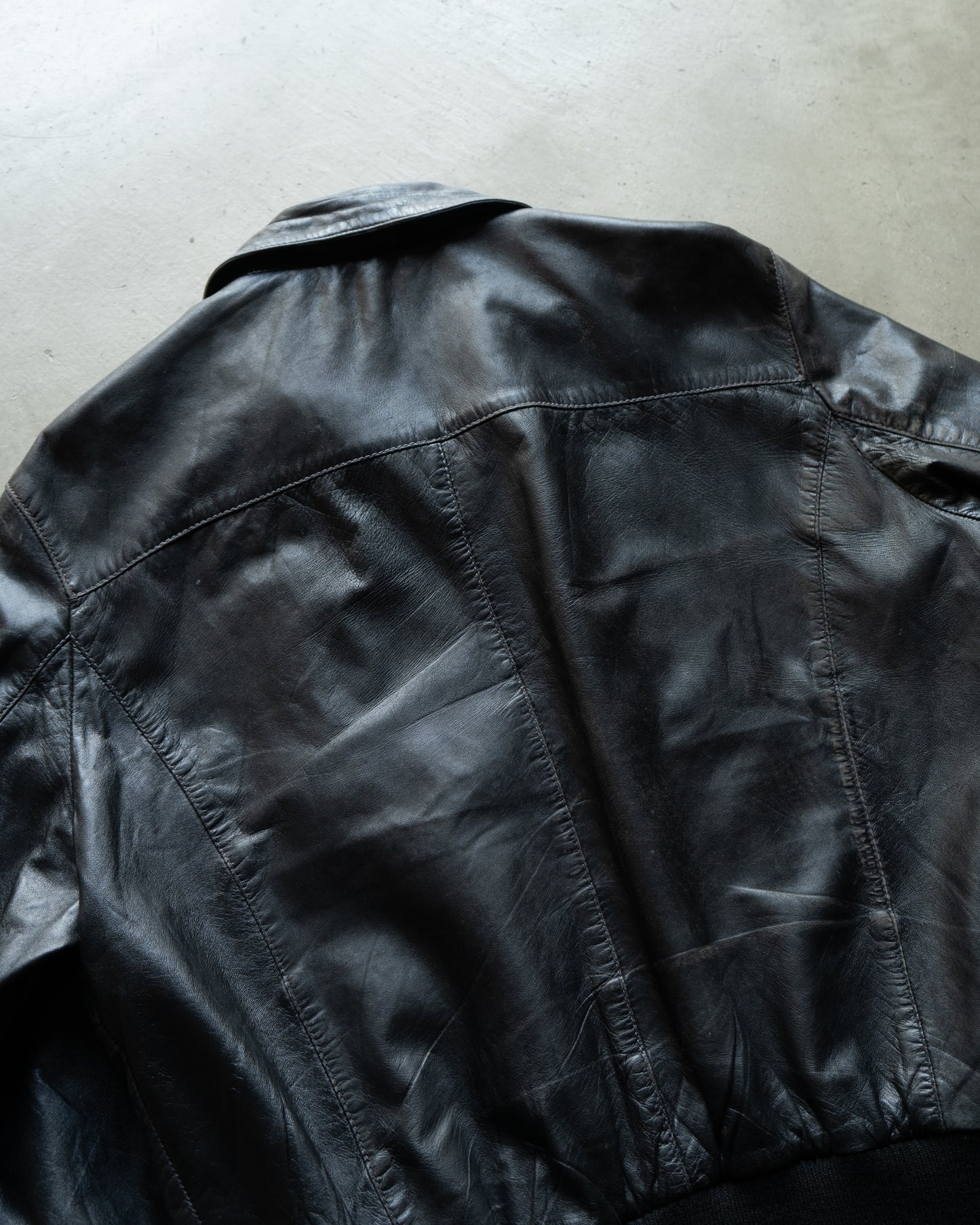 Military modify zip up design leather jacket