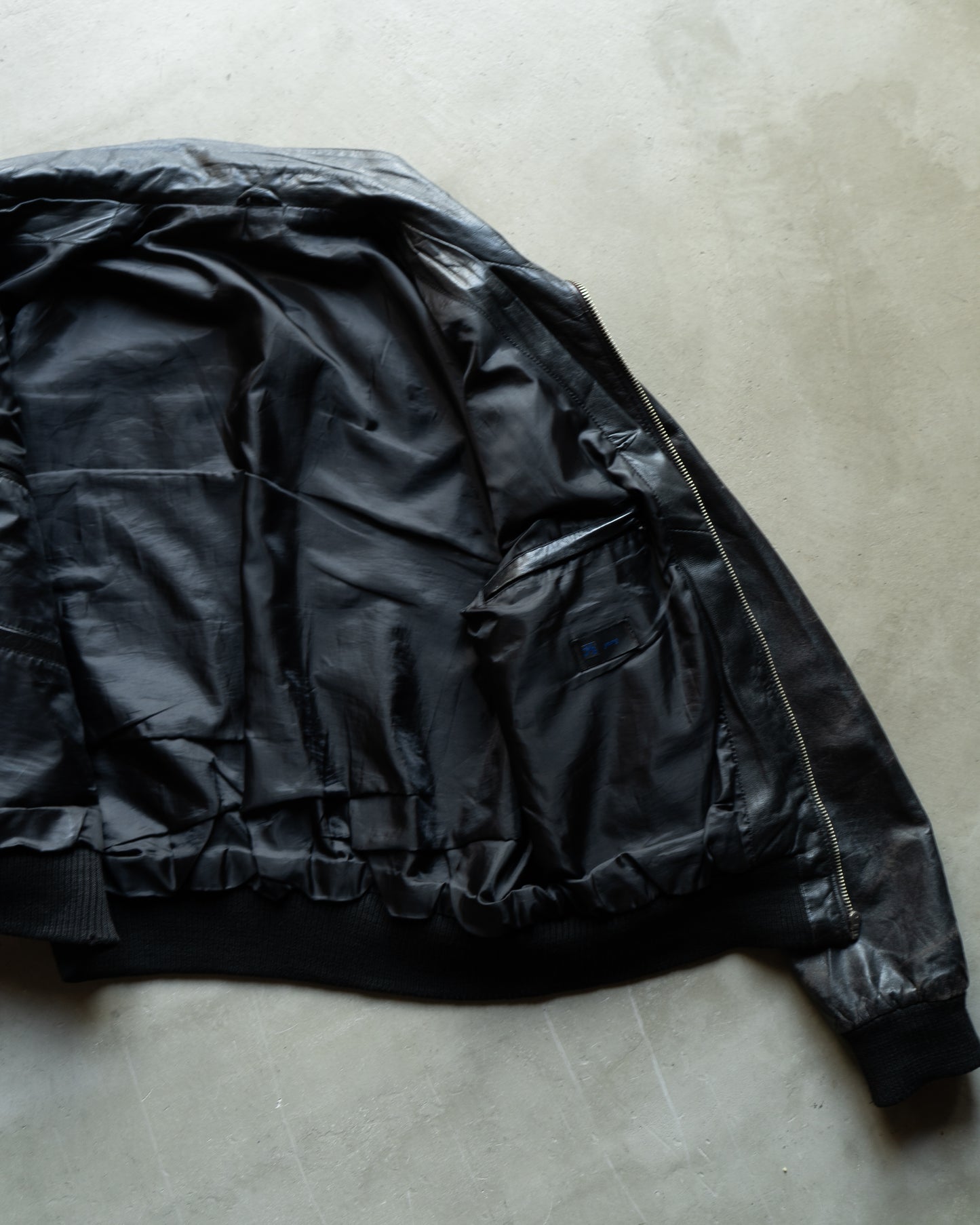 Military modify zip up design leather jacket