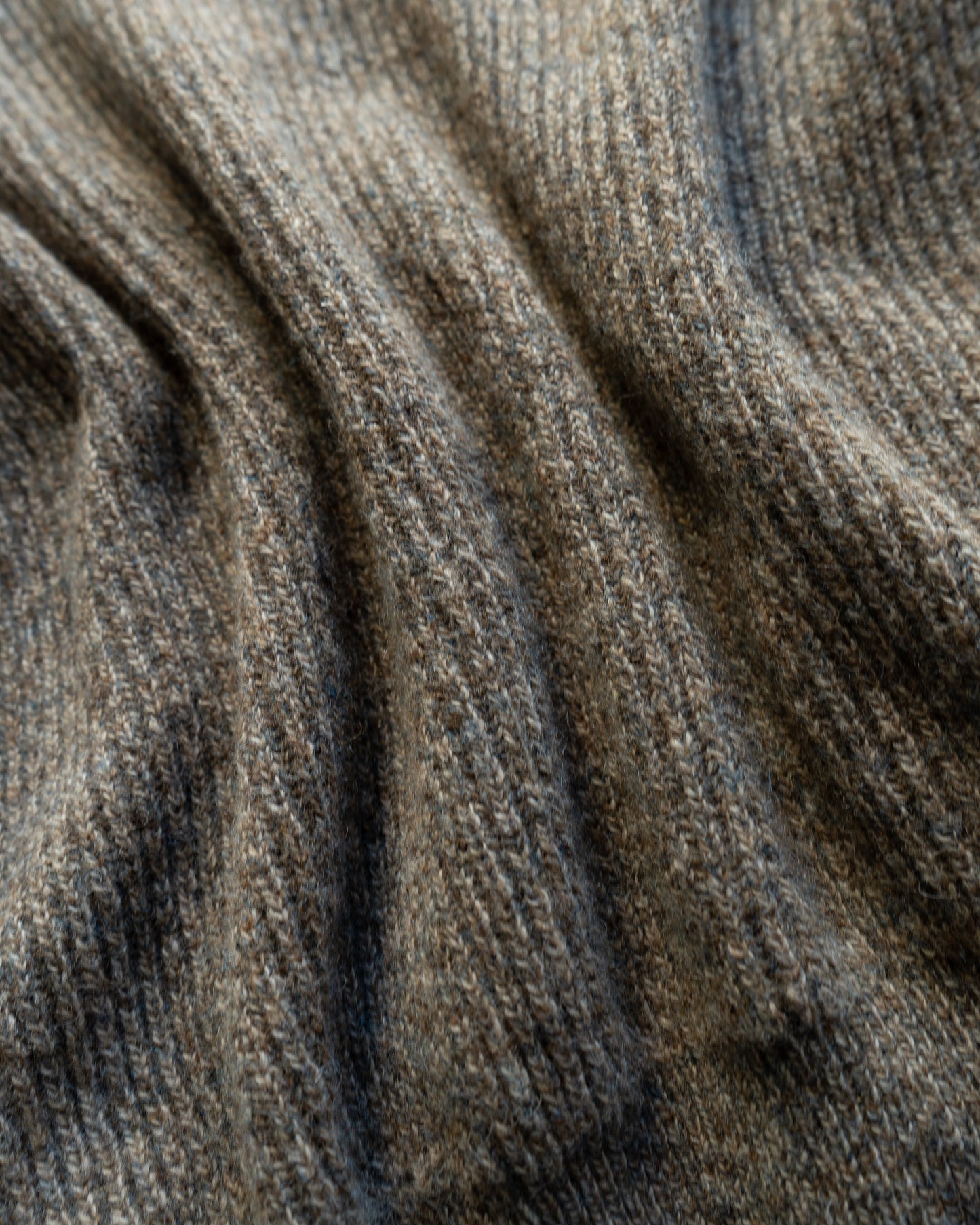 switching leather wool nep knit jacket "made in Scotland"